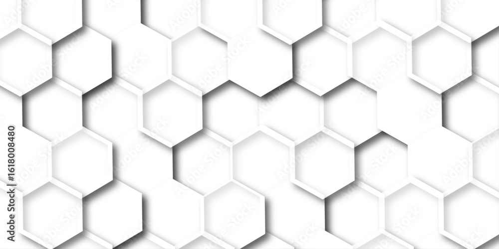 Poster abstract white background with hexagons . white hexagonal background luxury white pattern seamless b