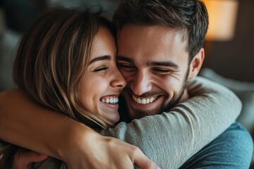 Obraz premium A man and woman hugging each other people