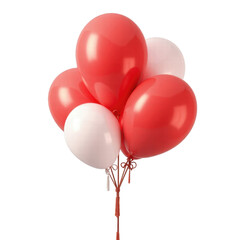 Red and white balloons tied together for festive celebration  