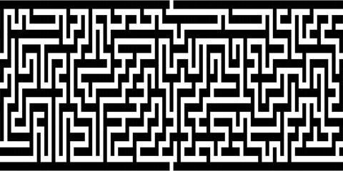 Rectangular maze 38x20 with depth-first search algorithm, black lines on white background