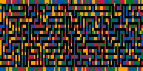 red yellow green blue abstract geometrical maze cover, business report or corporate strategy template