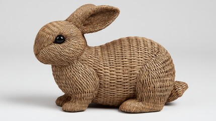 Woven rattan rabbit figure digital art abstract craft in minimalist environment gigapixel standard