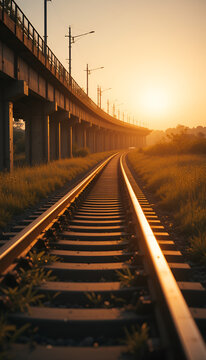 railroad tracks in the morning