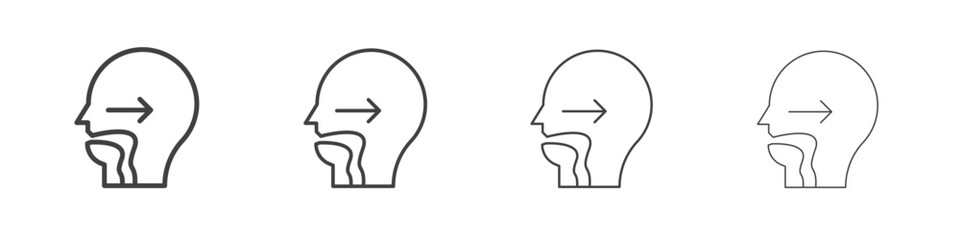 Swallowing reflex icon concept outline symbol design.