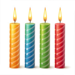 Colorful birthday candles isolated on white background