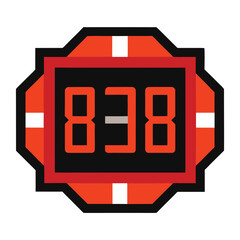 A retro digital clock display icon isolated on white background