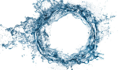 Water splash in circular shape, isolated on white background.