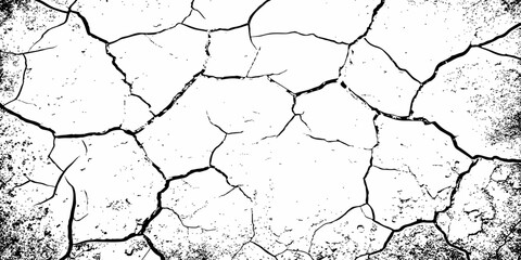 Black and white texture of cracked and abstract grunge texture effect old concrete faded wall dry surface patterns background