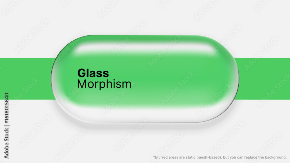 Poster green glass bar with glass morphism effect. modern user interface design. abstract liquid gradient b