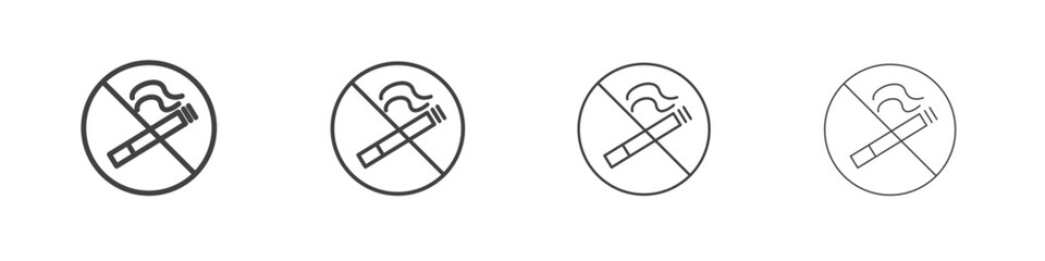 No smoking cigarette signs concept outline symbol design. © iconic