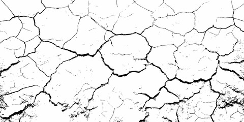 Black and white texture of cracked and abstract grunge texture effect old concrete faded wall dry surface patterns background