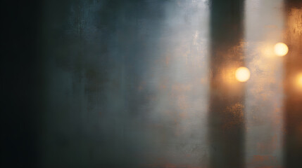 A softly blurred charcoal gray surface takes up the background, illuminated by low amber lighting that dances across its surface. The hazy air suggests warmth and smoke, building a mysterious and