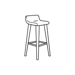 Modern bar stool design with minimalist lines in black outline  
