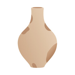 Simplistic clay vase with a curved shape and light colors  