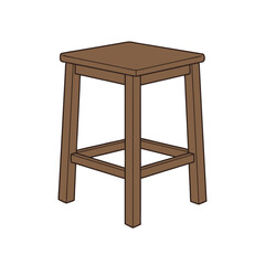Simple wooden stool with four legs in minimalist design  