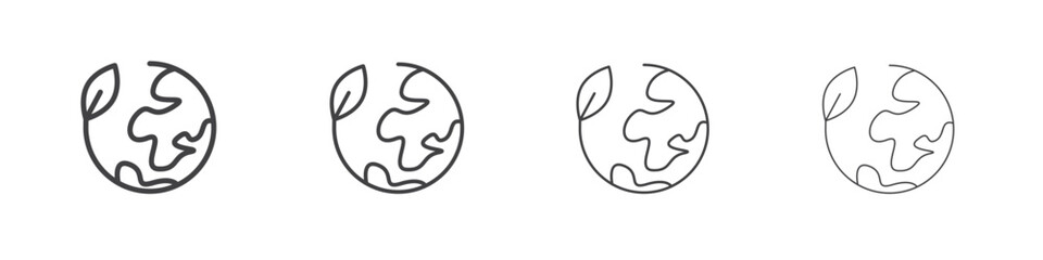 Green earth planet icon concept outline symbol design.