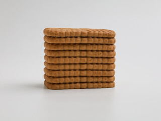 Chocolate biscuits on white background