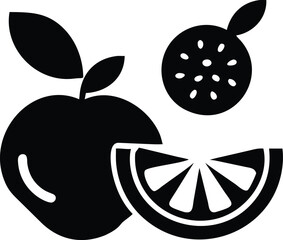 Minimalist fruit slice icon set featuring apple orange and other fruits isolated on white background isolated on transparent background