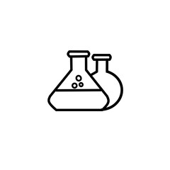 science and chemistry vector icons with glass bottles or laboratory symbols