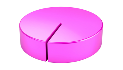 Pink metallic pie chart data visualization business graph infographic isolated on solid white background Png