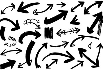 Assortment of Grunge Hand-Drawn Arrow Icons and Symbols