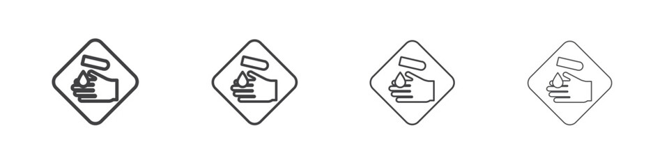Corrosive acid safety signs concept outline symbol design.
