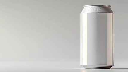A white aluminum can with water droplets on its top