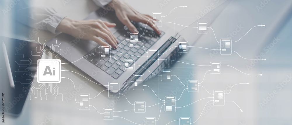 Poster ai and data integration for enhanced decision-making on a wide banner, business and technology conce