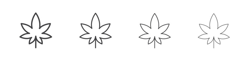 Cannabis leaf icon concept outline symbol design.