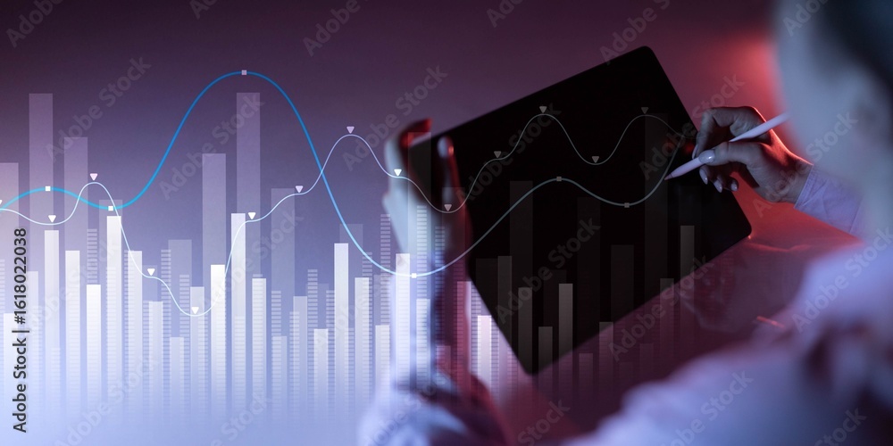 Poster data visualization in financial analytics with trend analysis.