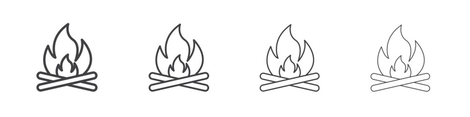 Bonfire icon concept outline symbol design.