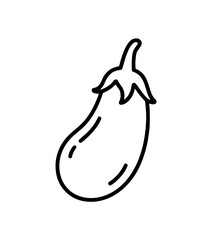 Minimalistic outline illustration of a single eggplant