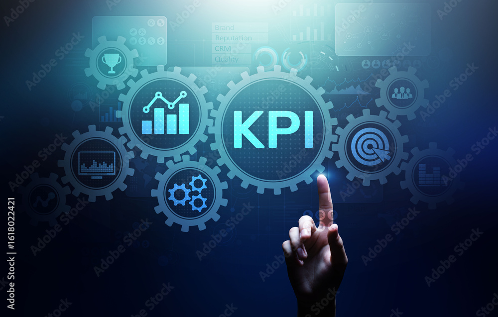 Poster kpi - key performance indicator. business and industrial analysis. internet and technology concept o