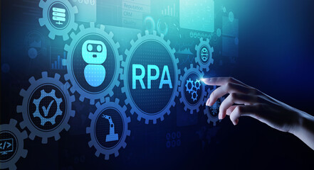 RPA Robotic process automation innovation technology concept on virtual screen.