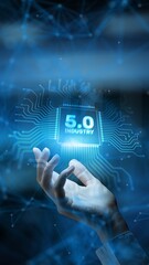 5.0 Industry Advanced Smart Manufacturing and Human-Centric Innovation Technology Concept Illustrated on Processor.