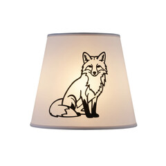 A serene fox illustration on a lamp shade, casting a warm glow in a cozy room setting