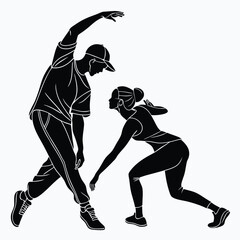 Elegant silhouette set of diverse dancers in dynamic motion capturing the fluidity and grace of various dance styles for artistic and performance related projects
