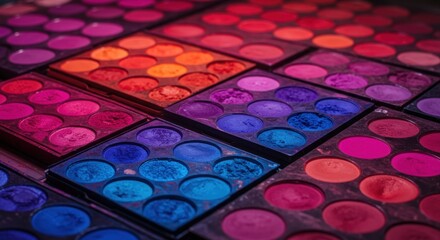 Colorful Makeup and Paint Palettes – Artistic Flatlay with Bold Pigments 