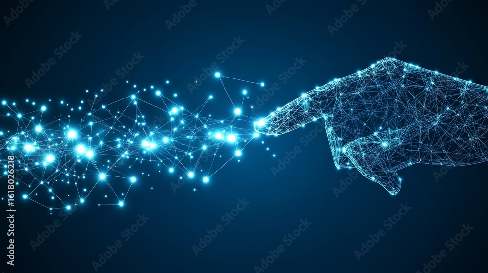 Poster abstract visualization of ai interface and touch interactions creating deep engagement effects
