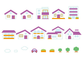 Illustrations of various shaped houses_no lines