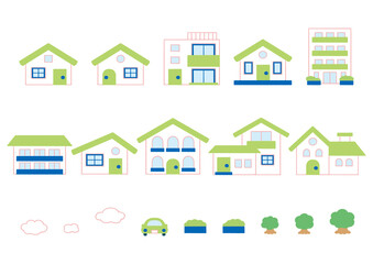 Illustrations of various shaped houses_no lines