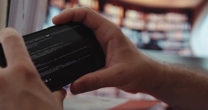 A student secretly uses AI on a smartphone during an exam, showing shaky hands and nervous behavior in a classroom or study setting.