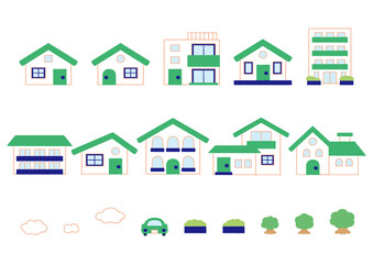 Illustrations of various shaped houses_no lines