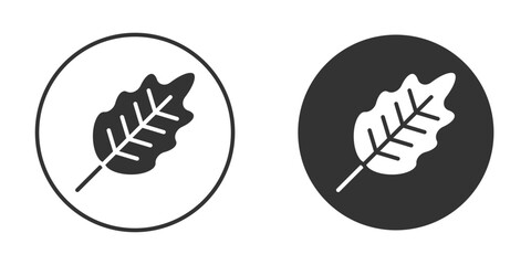 Obraz premium Oak leaf with veins icon silhouette symbol. Vector isolated illustration