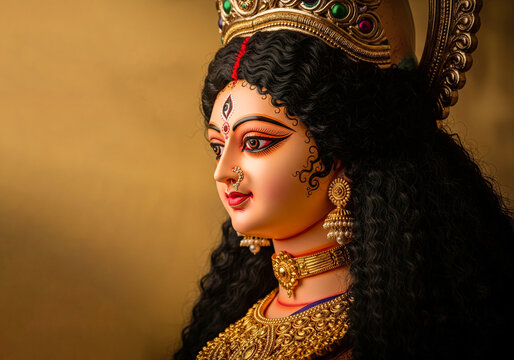 Idol of Goddess Durga face with Traditional Ornaments