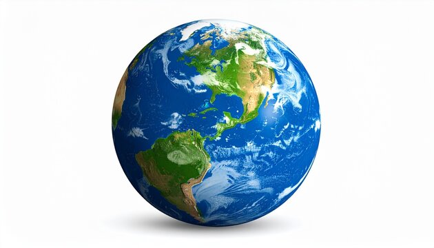 Abstract 3D earth globe on a white background, illustrating continents and oceans for global business, geography, and travel concepts