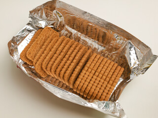 Chocolate biscuits on white background