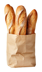 Baguette on Paper Bag Isolated on Transparent Background PNG
