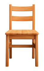 Simple Wooden Chair Front View Isolated on Transparent Background PNG
