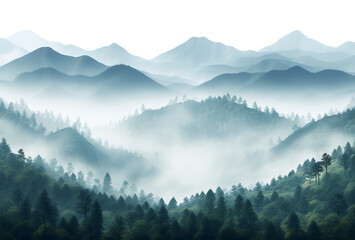 Misty Hills Isolated on Transparent Background PNG
